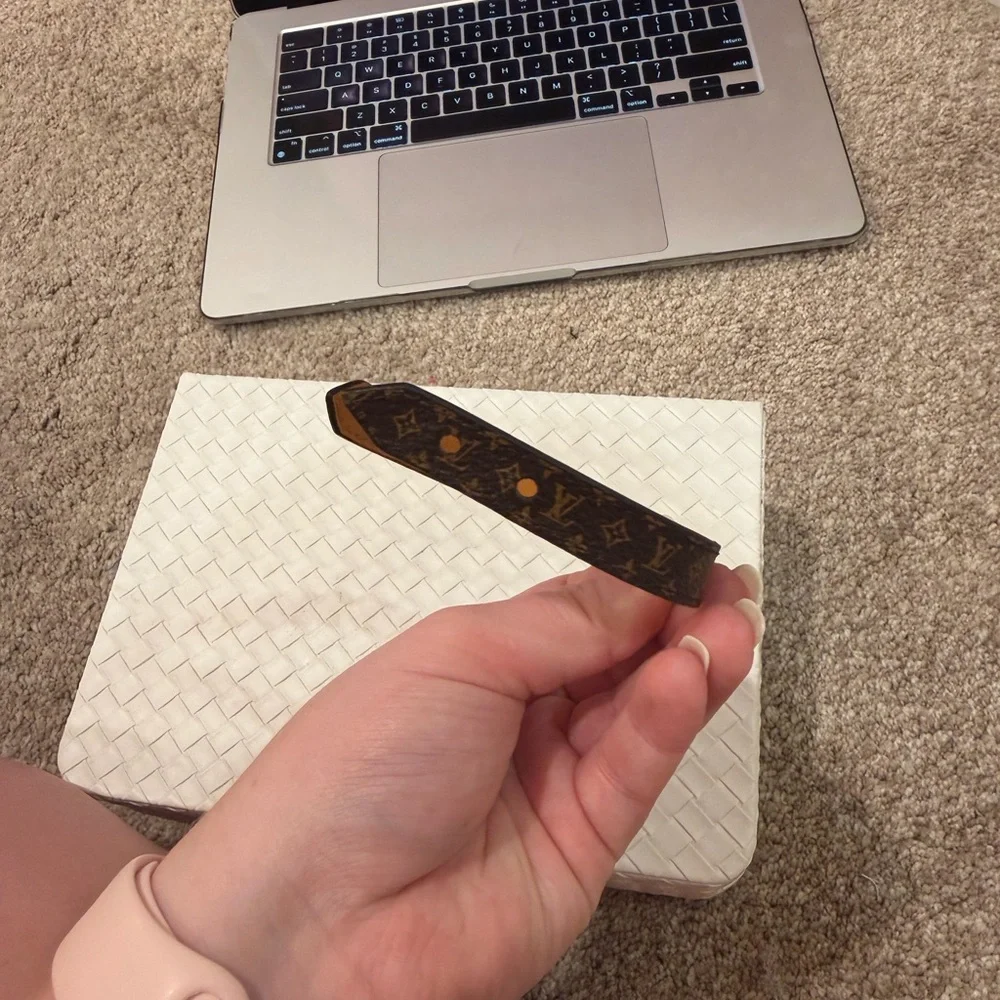 Louis Vuitton Brown Monogram Mini Bracelet with Gold V Accent